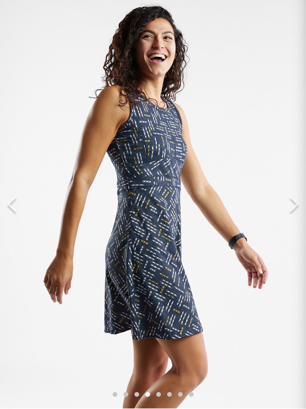 Title Nine Dream Dress Crossroads XL Blue Abstract Fit & Flare SwiftSnap Travel